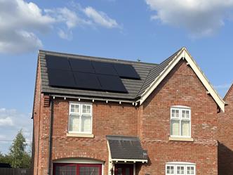 7 solar panels installed on the south facing roof 