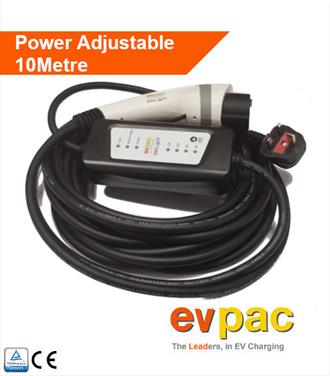 Portable EV Charger - Type 1 (J1772) to Domestic 3pin plug 10metres