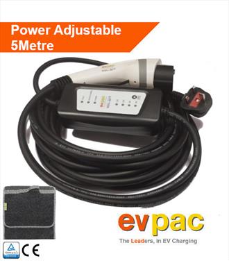 Portable EV Charger - Type 1 (J1772) to Domestic 3pin plug 5metres with Car Boot Organizer