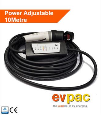 Portable EV Charger - Type 2 (62196-2) to Domestic 3pin plug 10metres
