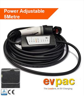 Portable EV Charger - Type 2 (62196-2) to Domestic 3pin plug 5metres with Car Boot Organizer
