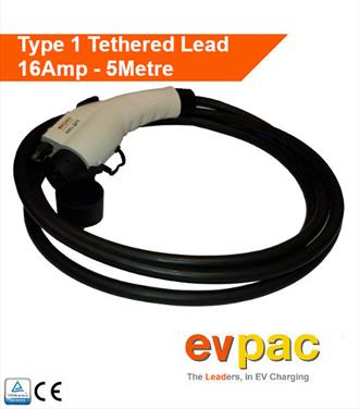 16Amp Type 1 (J1772) 5metre Tethered Lead <br /> 