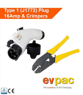 Type 1 16Amp Plug for EV charging lead with Hand Crimping Tool