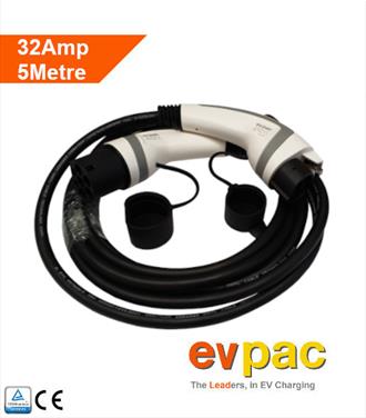 32Amp 5 Metre Type 1 (J1772) to Type 2 (62196-2) Straight EV Charging Cable