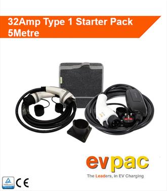 32Amp Type 1 (J1772) Straight Cable Starter Pack
