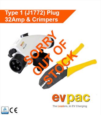 Type 1 32Amp Plug for EV charging lead with Hand Crimping Tool