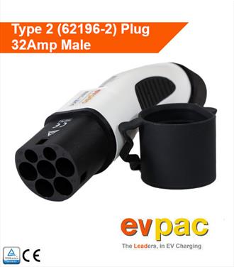 Type 2 32Amp (Male) Plug for EV charging lead