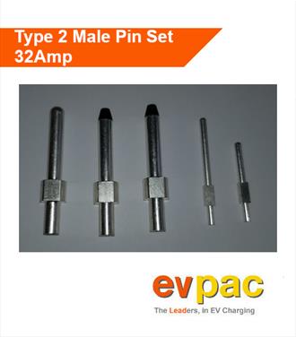 Type 2 (62196-2) Male Plug Pin Set - Single Phase