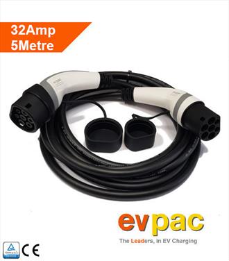 32Amp 5 Metre Type 2 (62196-2) to Type 2 (62196-2) Straight EV Charging Cable